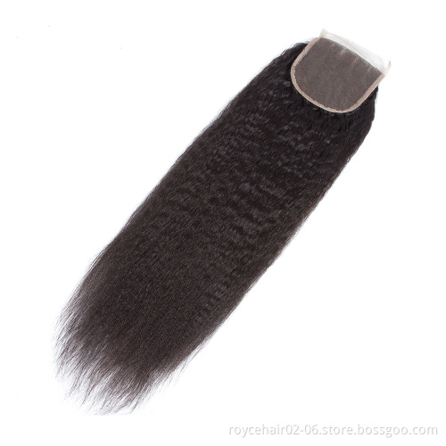 Dropship Wholesale 100% Peruvian Virgin Hair Kinky Straight Hair Extensions 3 Bundles with Lace Closure